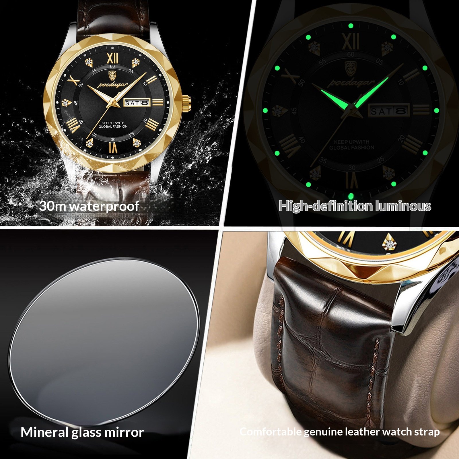 Swiss Brand New Men’s Leather Strap Watch – Luxury Fashion Quartz Timepiece - Image 4