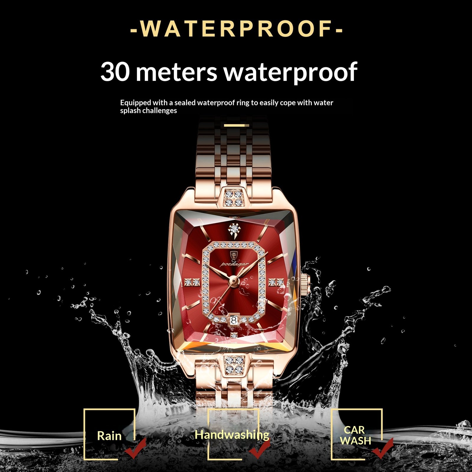 Swiss Brand Luxury Women’s Square Watch – Waterproof, Fashionable New Release - Image 4