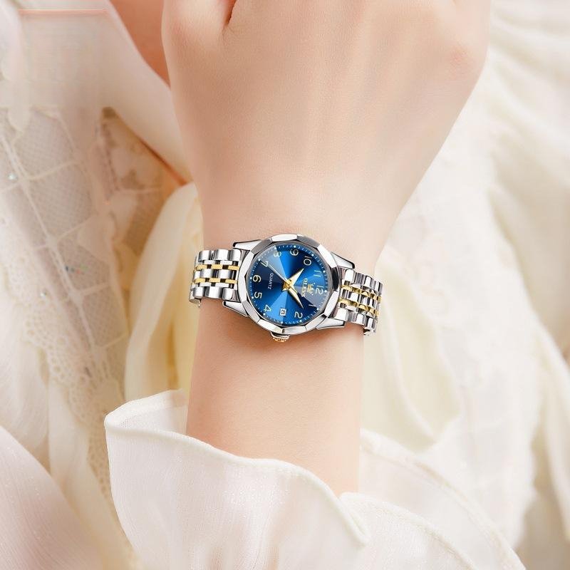 OLEVS Elegant Fashion Women's Watches Luxury Brand Original Quartz Watch for Ladies Waterproof Stainless Steel Luminous Date