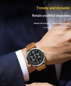 Swiss Brand New Men’s Multifunction Leather Strap Quartz Watch