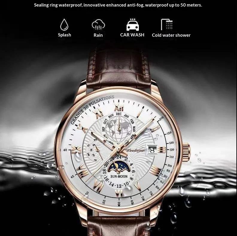 Swiss Business Men’s Leather Strap Quartz Watch - Image 2