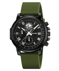 Alternative view of Business casual watch with three dials and six hands, multi-functional waterproof, silicone strap, quartz movement