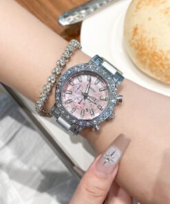 New fashionable ladies' watch with diamond-studded calendar, water-resistant, luminous mother-of-pearl quartz ladies' watch
