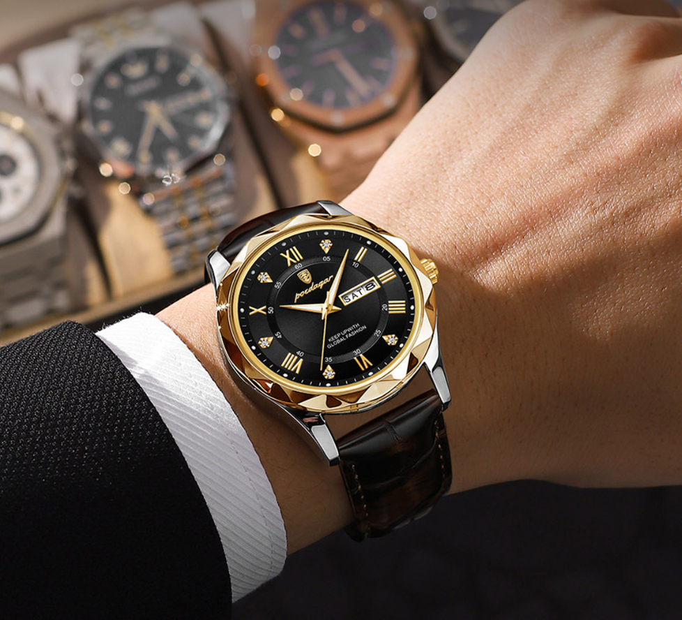 Swiss Brand New Men’s Leather Strap Watch – Luxury Fashion Quartz Timepiece - Image 2