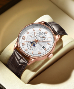 Swiss Business Men’s Leather Strap Quartz Watch