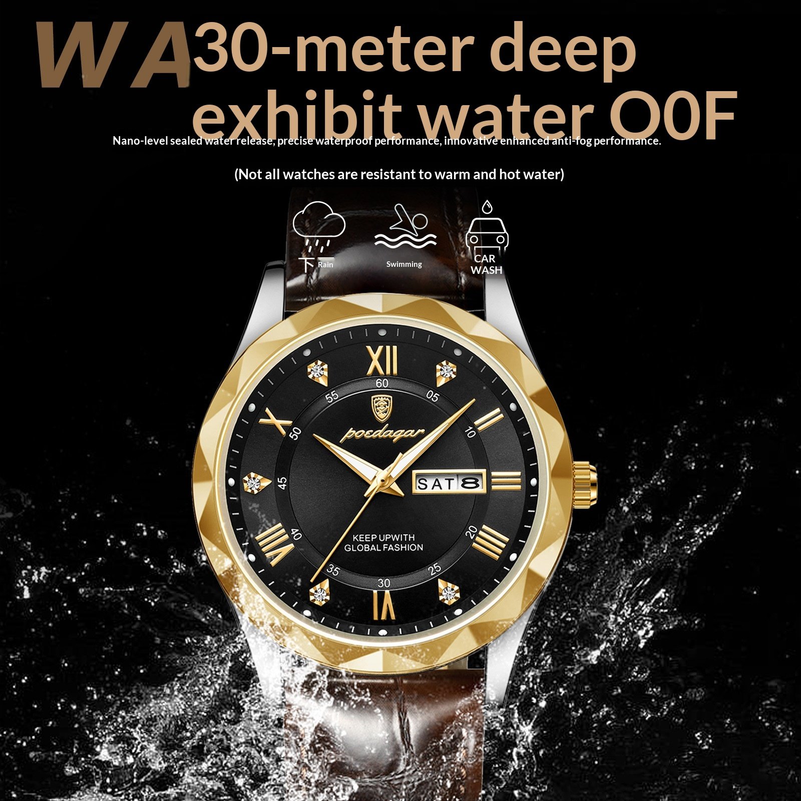 Swiss Brand New Men’s Leather Strap Watch – Luxury Fashion Quartz Timepiece - Image 3